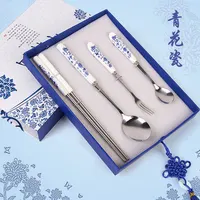 Blue and white porcelain tableware chopsticks suitable for business gifts creative practical high-end small gifts Cutlery set