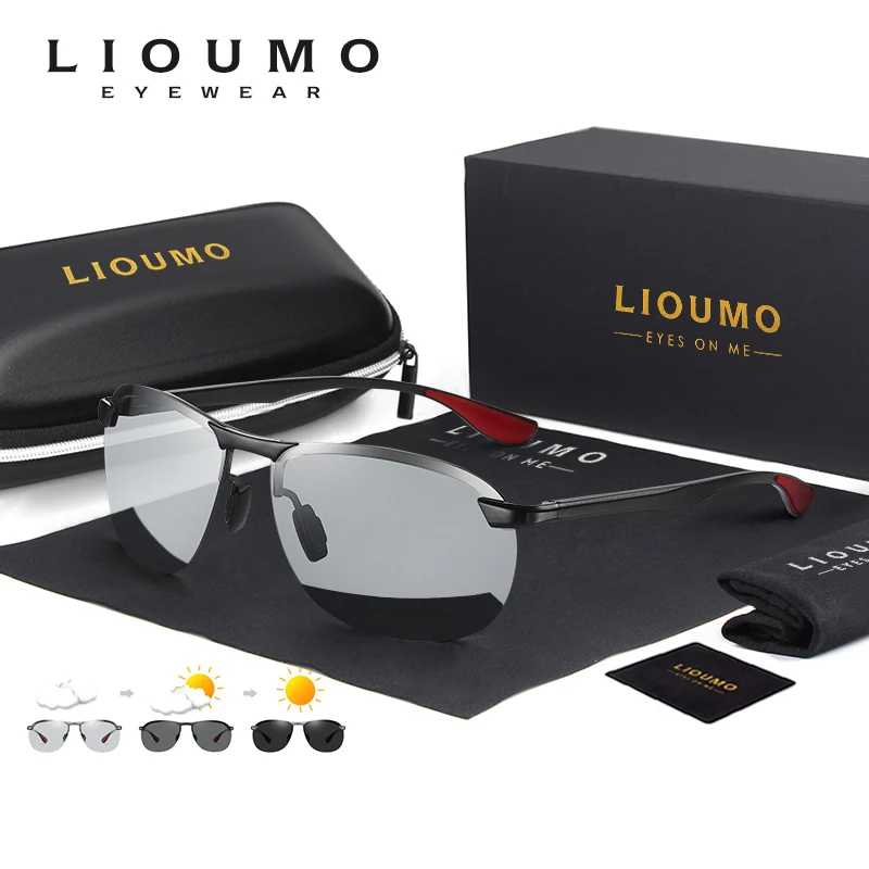 

LIOUMO Design Sunglasses For Men Photochromic Driving Glasses Women Polarized Sun Glasses Chameleon Eyewear lentes de sol hombre