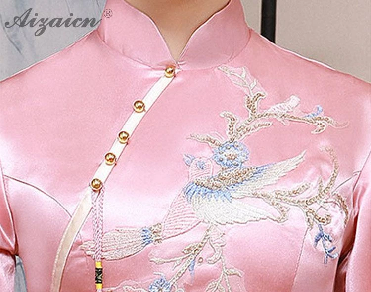 Модная розовая Пряжа юбка длинный Cheongsam Современная Подружка невесты винтажное платье Qi Pao женское традиционное китайское платье Qipao акция