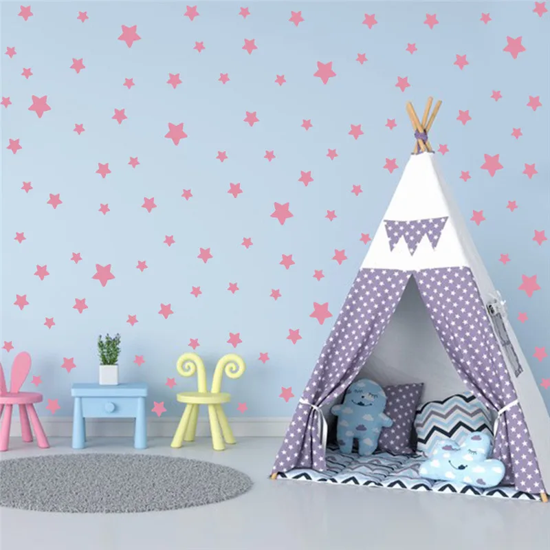 100pcs Glow In The Dark Stars Wall Sticker For Kids Room Ceiling Decor Pink Luminous Fluorescent Decal estrellas luminosas | Дом и сад