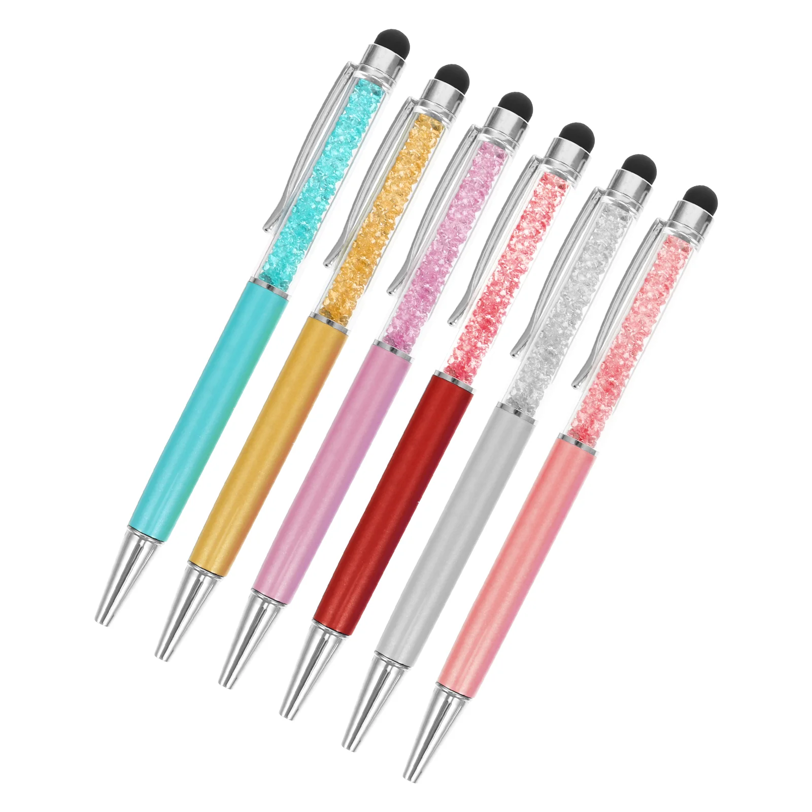 

6pcs Crystal Diamond Stylus Pen and Metal Ballpoint Pens (Assorted Color)