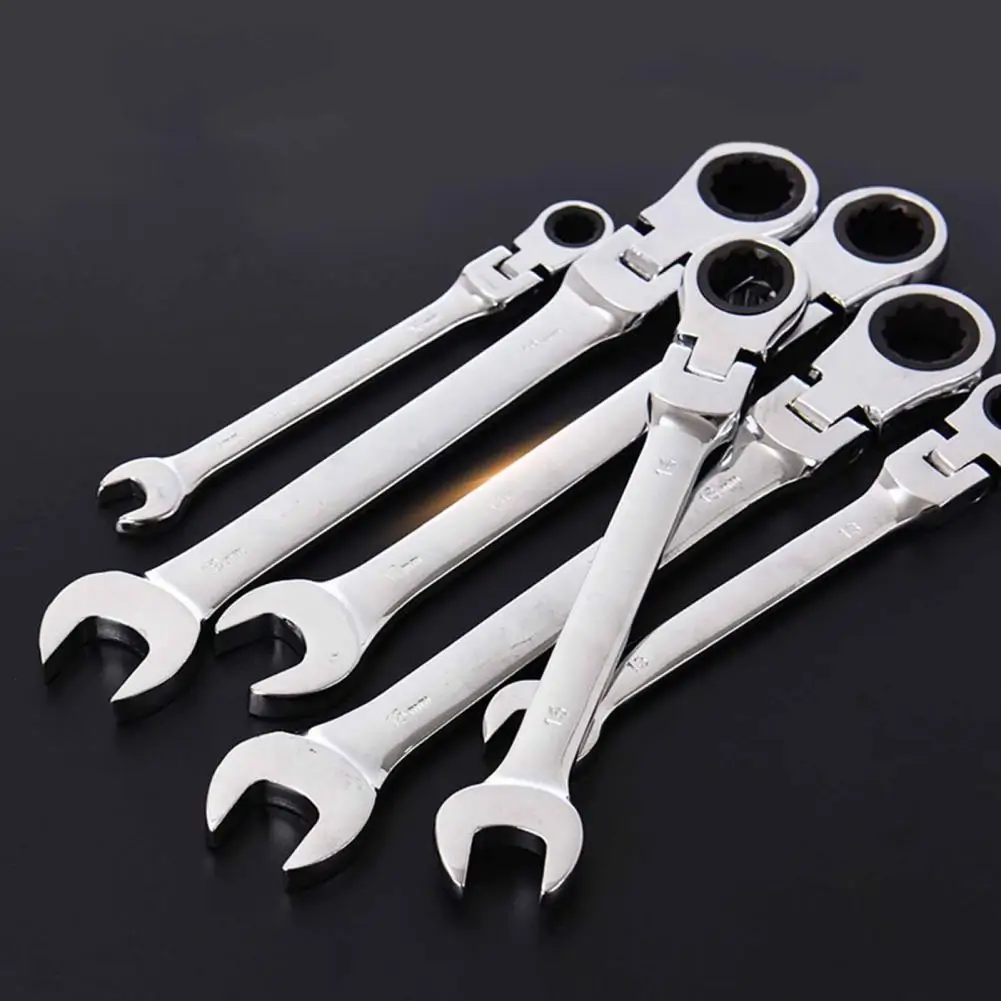 

8-19mm Adjustable Head Ratchet Wrench Higher Torque Strong Toughness 180-degree Rotary 72-tooth Ratchet Spanner for Vehicle