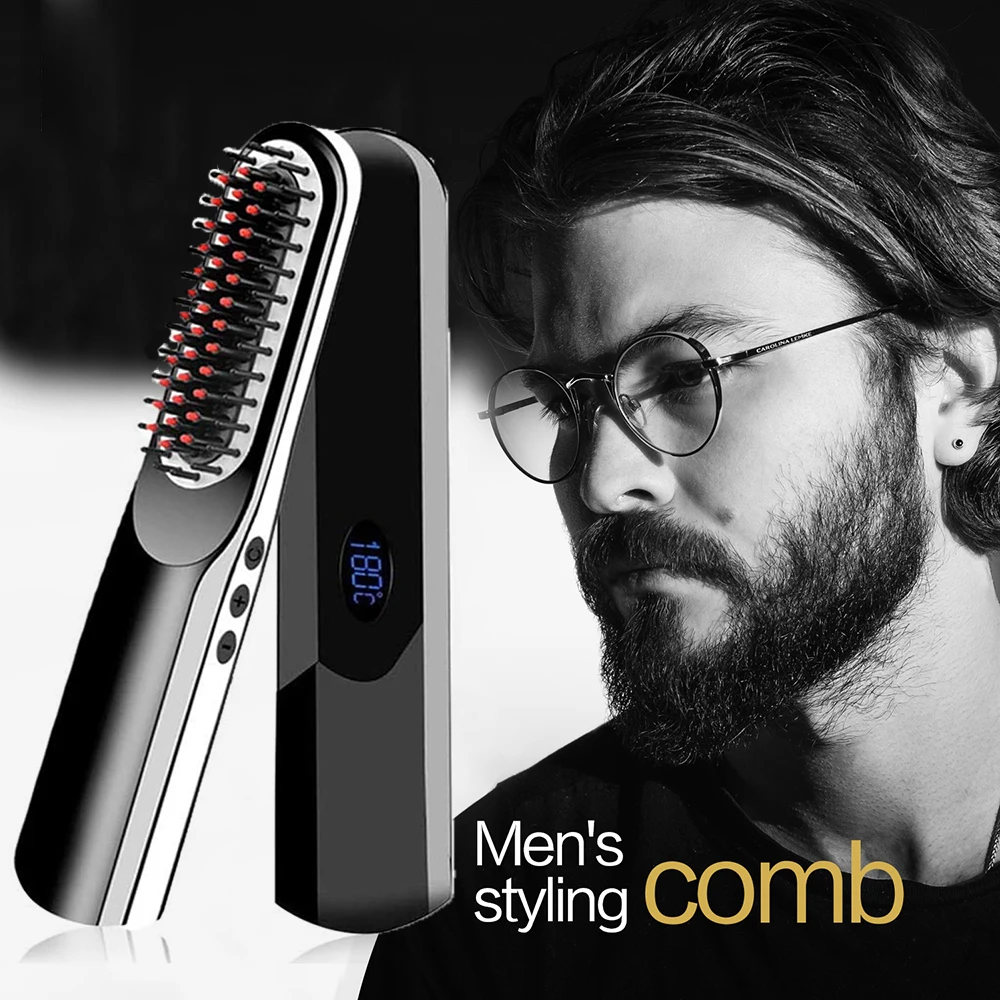 Beard Straightener For Men Beard Straightening Comb Cordless Multifunctional Hair Brush Straightening Comb Quick Hair Style Tool