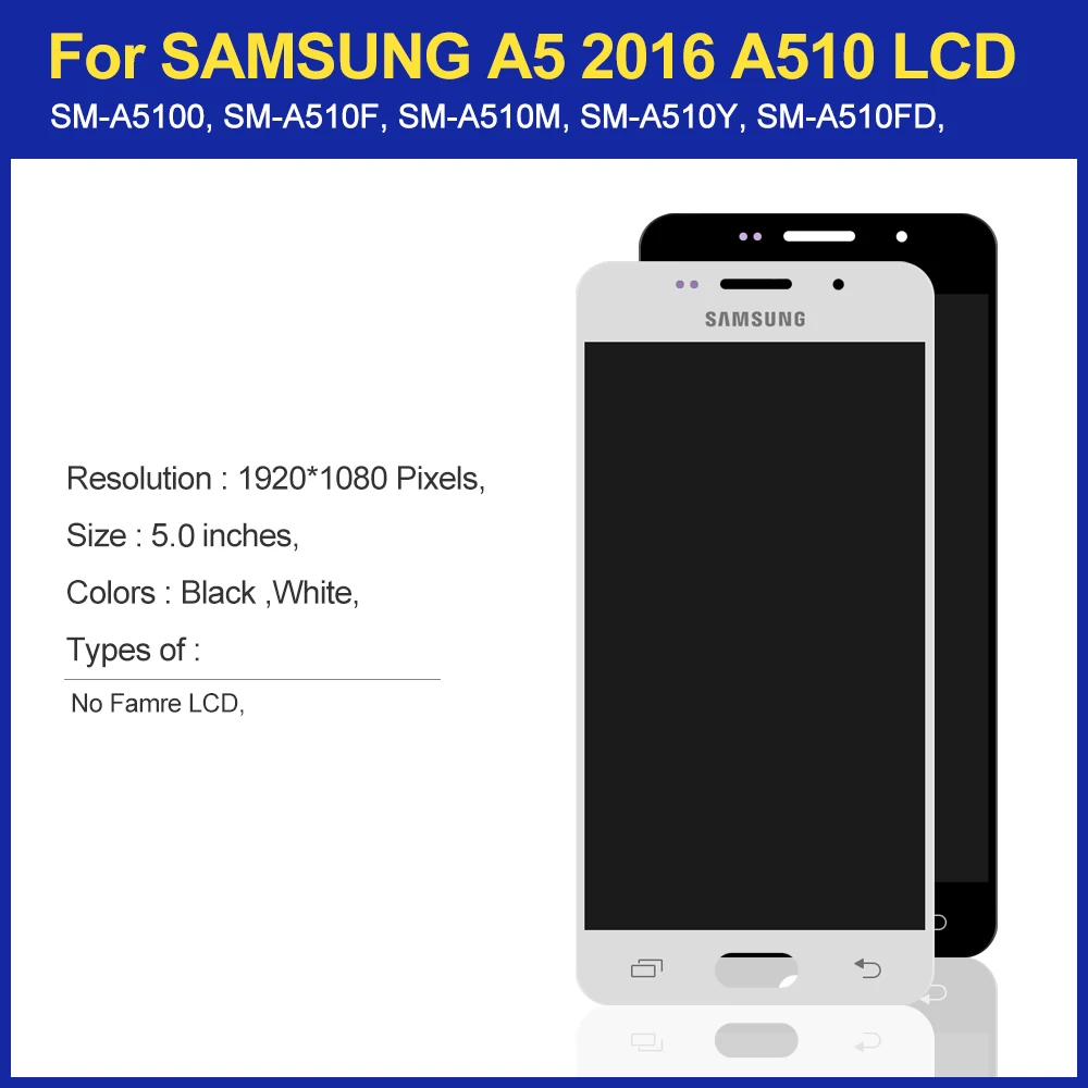 Оригинальный Super AMOLED ЖК-дисплей 5 2 дюйма для Samsung Galaxy A5 2016 A510F A510M A510FD A510 с сенсорным