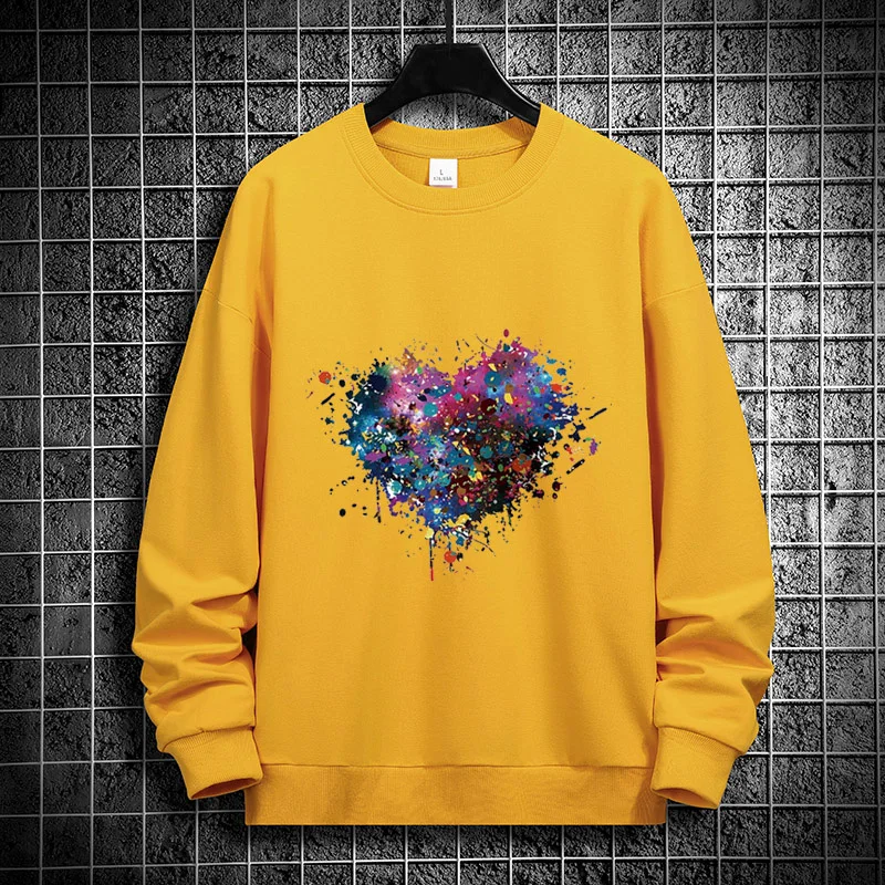 

Splash Love Heart Couples Long-sleeved Men Lady Pullover Autumn Winter Clothing O-neck Casual Shirt Solid Color Slim Tops DH0903