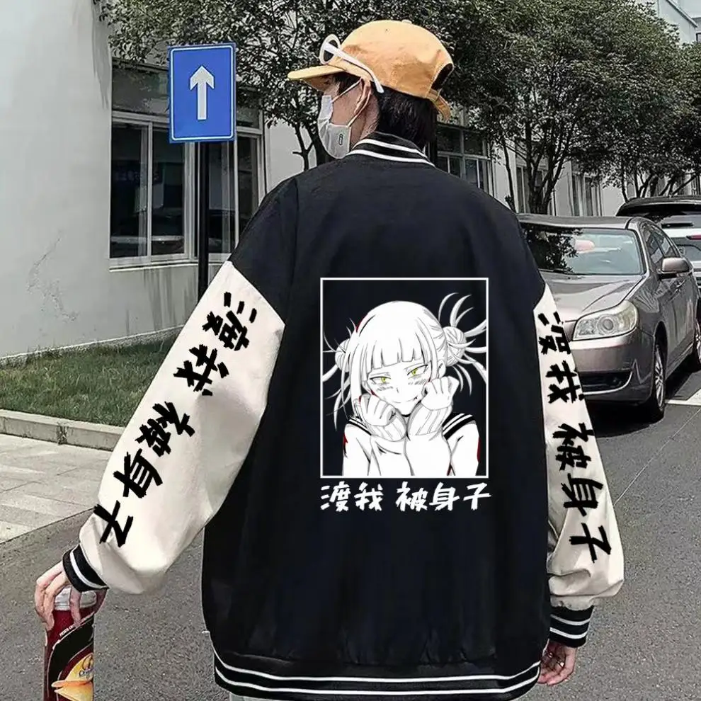 

Anime My Hero Academy Himiko Toga Men/Women Cardigan Baseball Uniform Loose Sweatshirt Unisex Streetwear Harajuku Oversize Top
