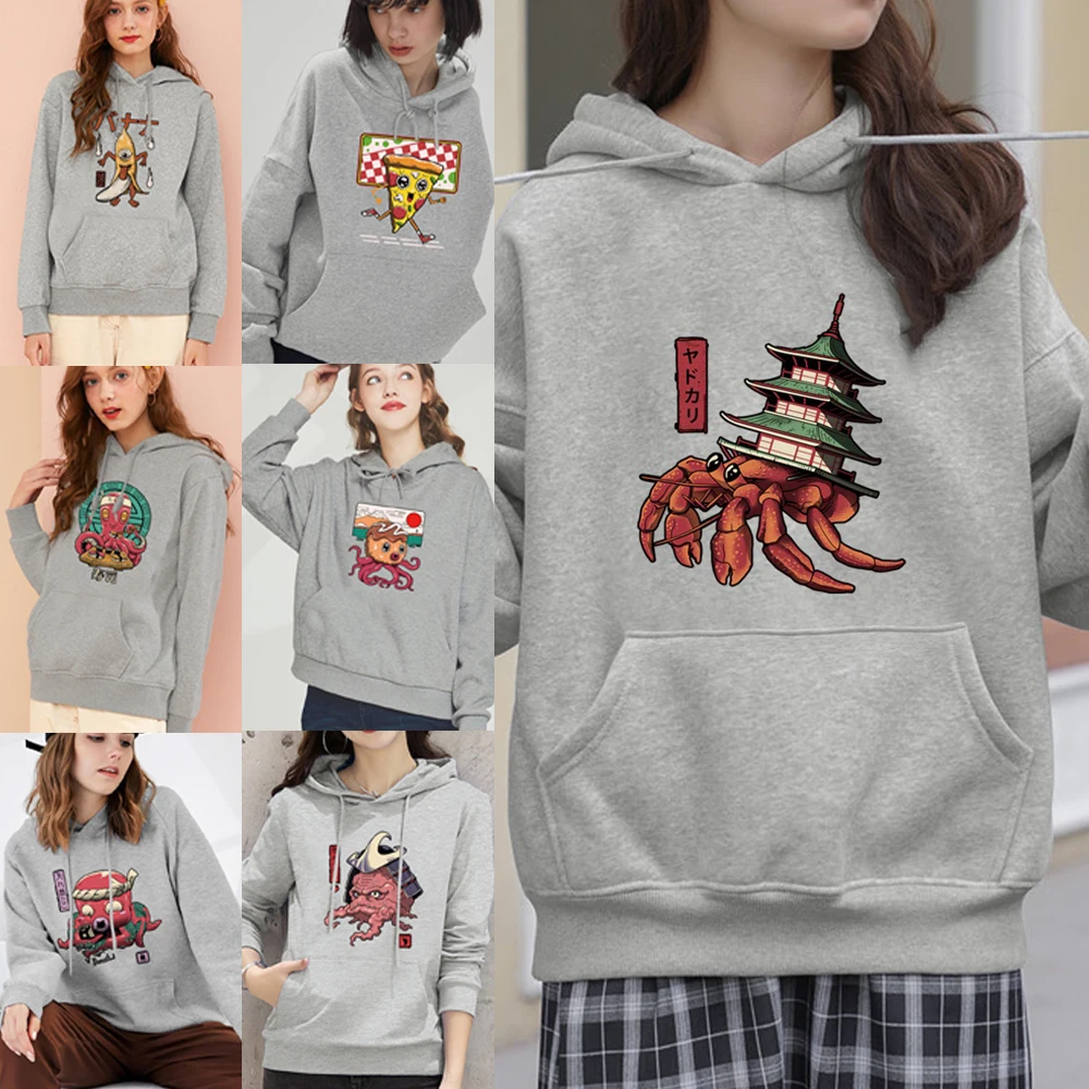

Autumn Tops Women Fashion Korean Round Neck Pocket Pullovers Woman Hoodie Ladies Casual Loose Long Sleeve Sweatshirt Streetwear