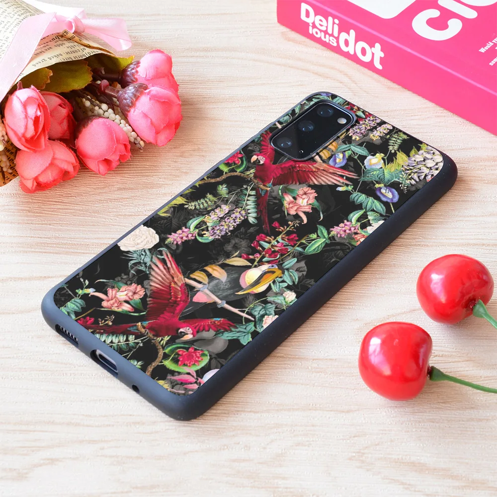 

For Samsung Galaxy Floral And Birds Ix Print Soft Matt Phone Case