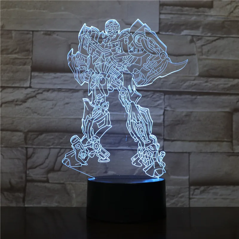 Трехмерный 3D светильник Трансформеры Bumblebee визуальный s Luz De светодиодный с