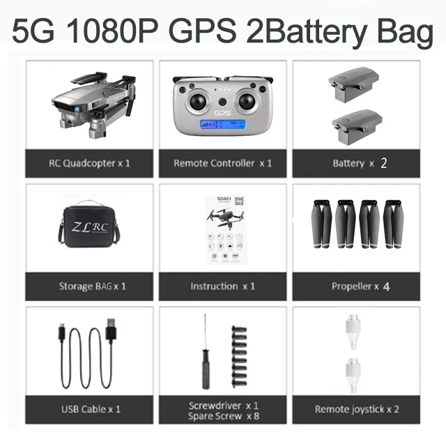5G 1080P GPS 2B BAG ZLRC SG907 RC gps Дрон с 5G WiFi 90 ° Электрическая регулировка 4K камера следуем за мной Квадрокоптер складной Квадрокоптер VS S167 E520S - Цвет: 5G 1080P GPS 2B BAG