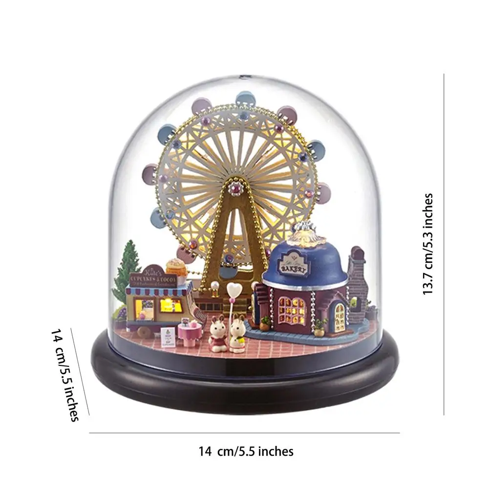 

DIY Dollhouse Handmade Miniature Wooden House Doll With LED Light Dust Cover Birthday Gifts Toys For Children