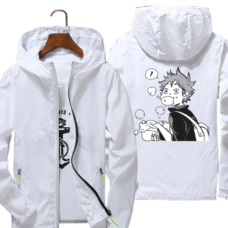 

Custom Men Women Oya Haikyuu 1 Jacket Thin Hooded Running Jackets Windproof Repellent Cycling Windbreaker Jacket