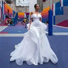Классические свадебные платья-русалки LORIE, 2 предмета, женское эластичное атласное свадебное платье с открытыми плечами и съемным шлейфом