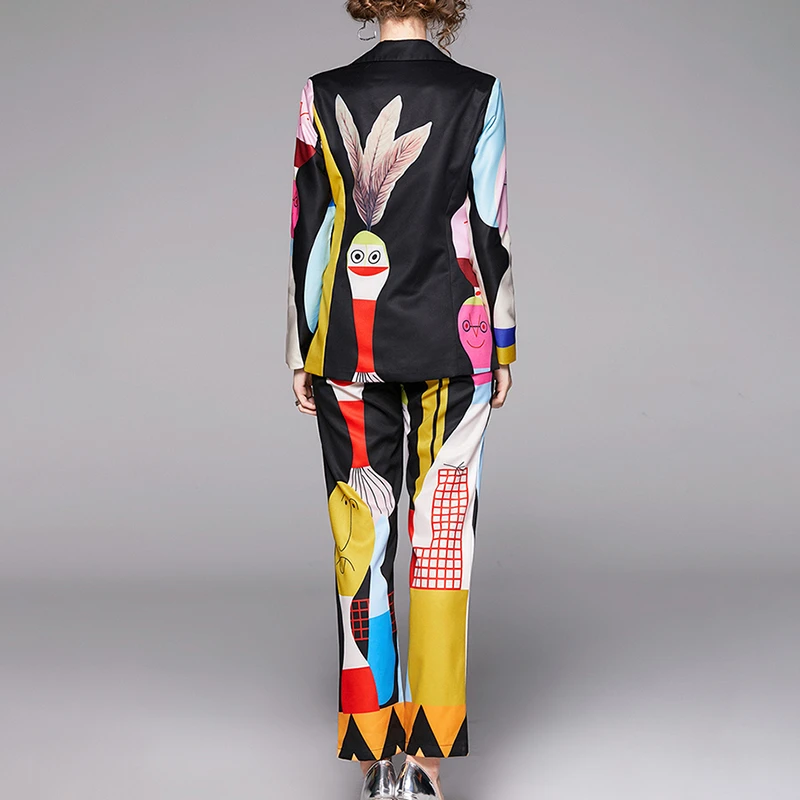 Женский костюм с отложным воротником GALCAUR блейзер длинными рукавами и штаны