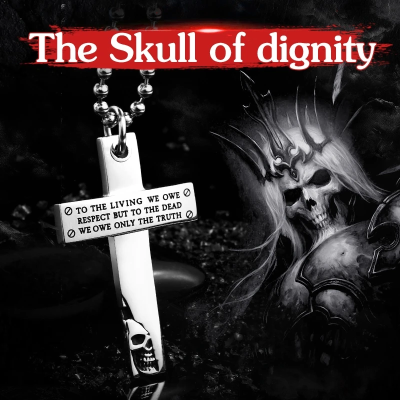 

Vunix Bible Cross Skull Necklace for Men Women Necklace