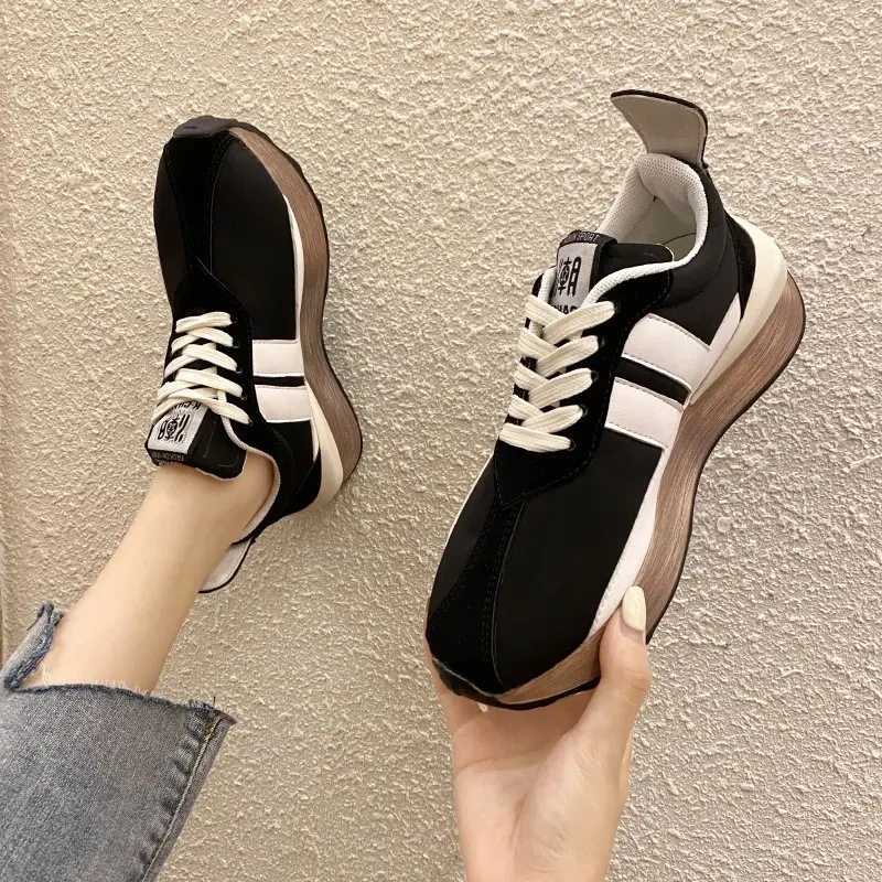 

Women's Shoes Spring Women's Vulcanized Shoes Fashion 2021 New Color Matching Sneakers Lace-up Comfortable Shallow Casual Shoes