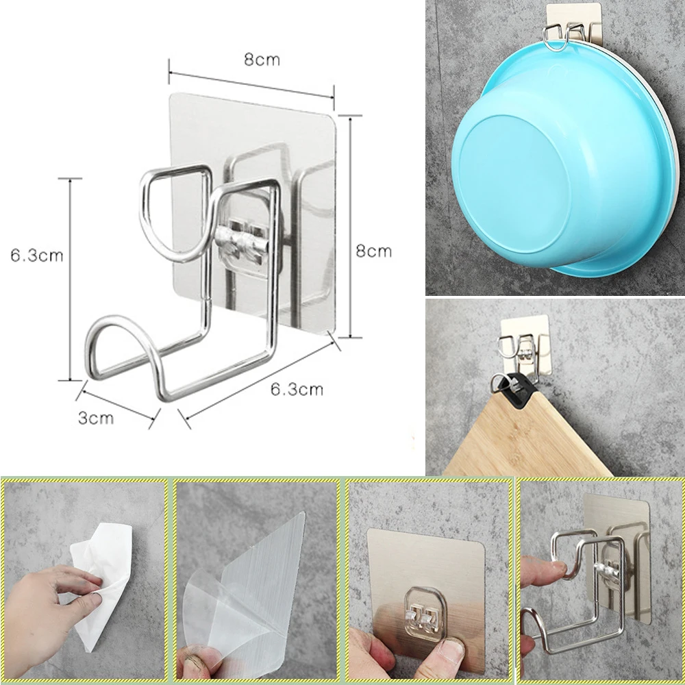 Нержавеющая сталь раковина Крюк Полка Настенная Экономия пространства Кухня