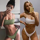 2020, бикини, женская одежда для плавания, комплект бикини пуш-ап, купальный костюм, топ, однотонные бикини, Бразильский бикини, купальный костюм, пляжная одежда для плавания