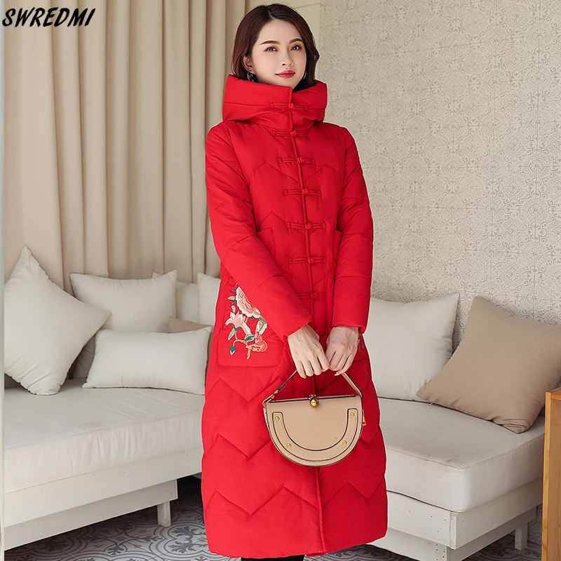 Повседневные зимние пальто SWREDMI женские утепленные парки куртки с цветочной