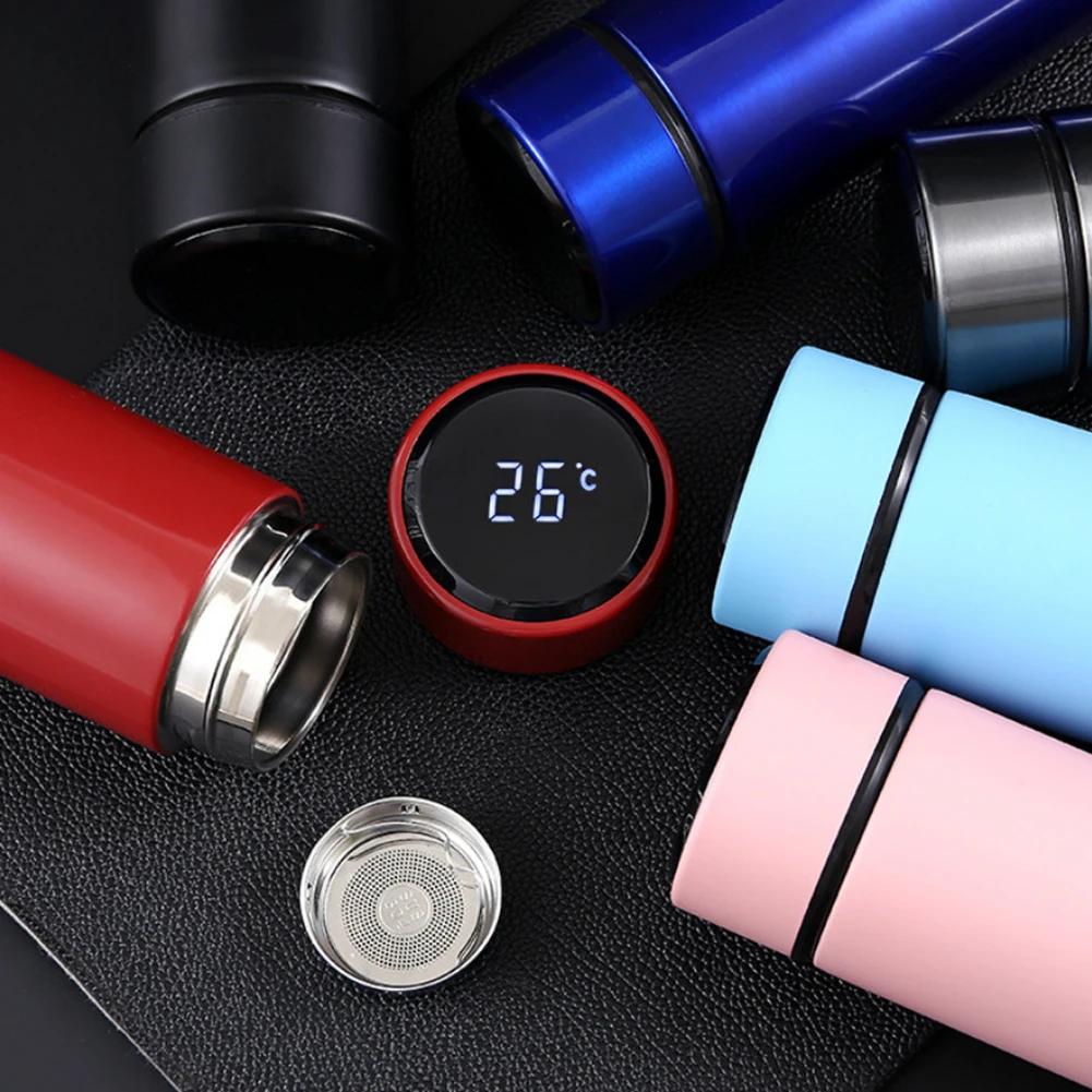 Waterproof Stainless Steel Digital LED Touch Screen Heat Insulation Water Bottle Household Drinkware