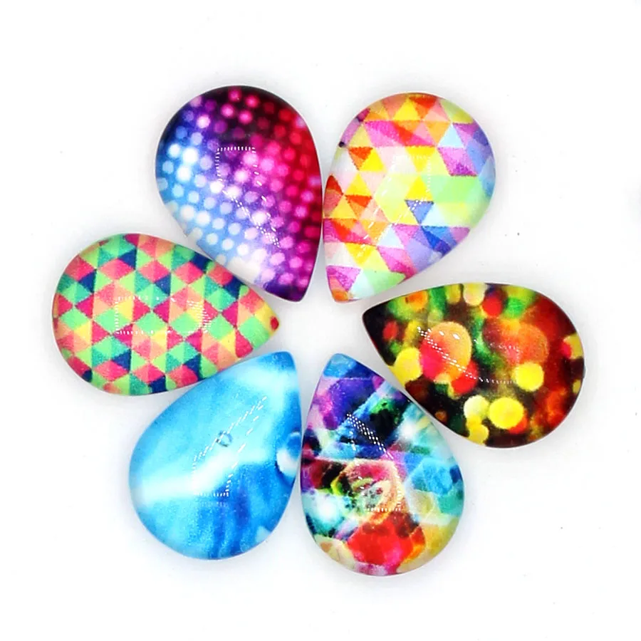 

Wholesale exquisite pattern drop-shaped convex glass earrings accessories jewelry accessories