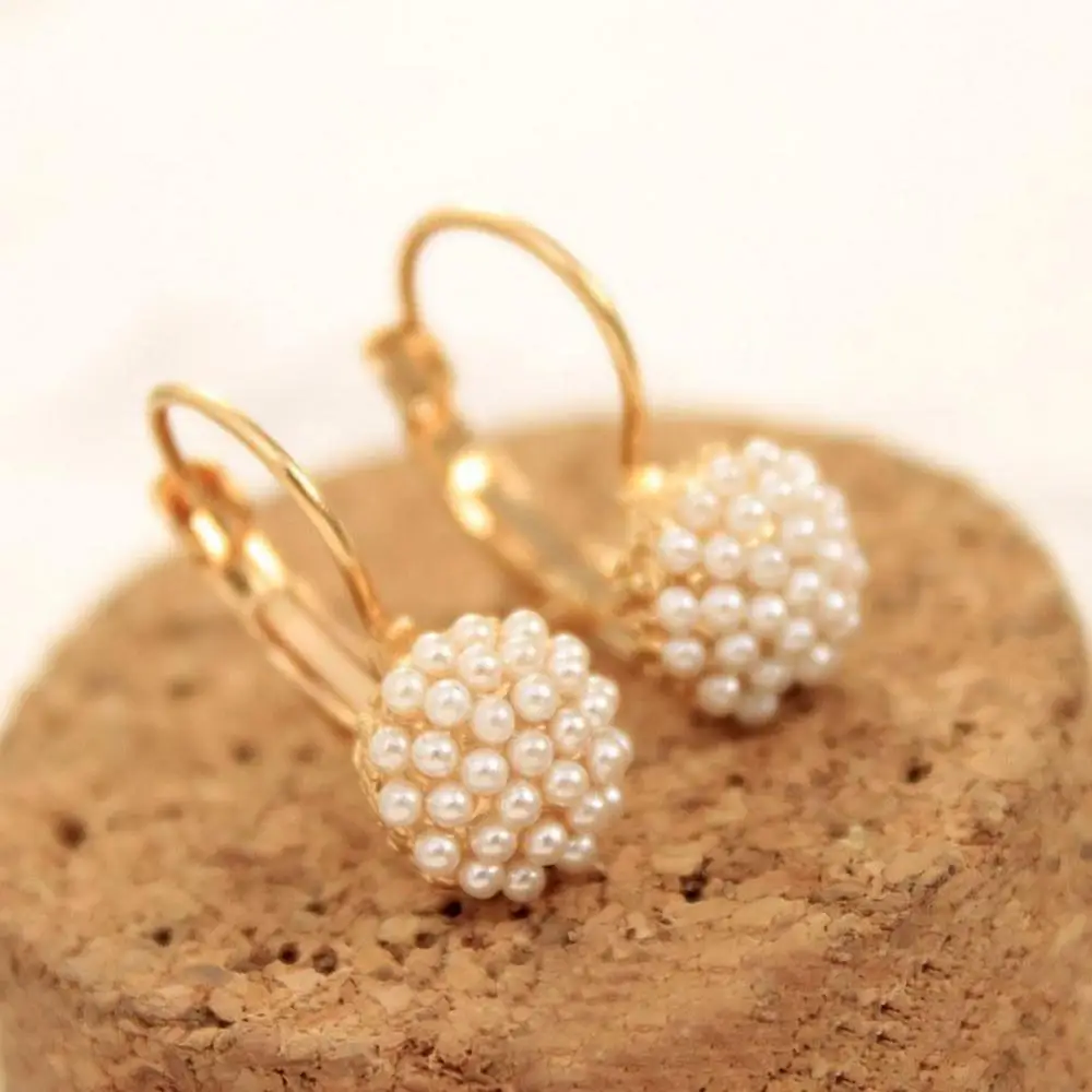 

60%HOTFashion Women Round Faux Pearl Charm Leverback Earrings Piercing Jewelry Gift