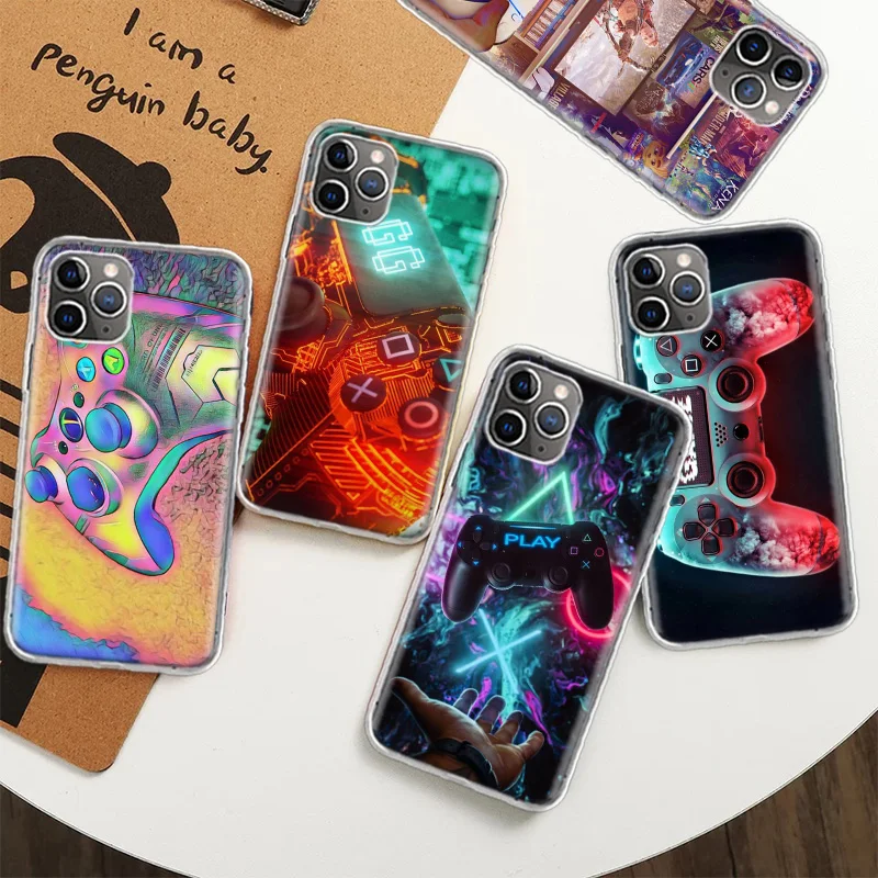 Геймпад для Apple Iphone 13 14 Pro Max 12 Mini 11 чехол X XS XR 8 Plus 7 6 6S SE 2020 5 мягкий с рисунком из ТПУ -