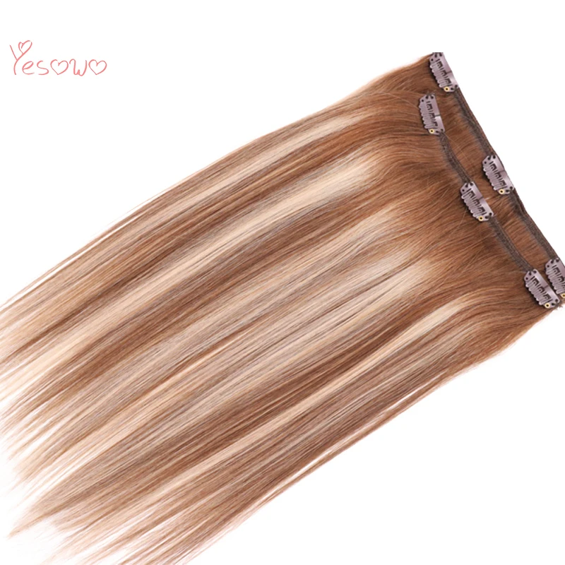 Yesowo 4/27/4 # выделить индийские Волосы remy утка с зажимами для наращивания на всю