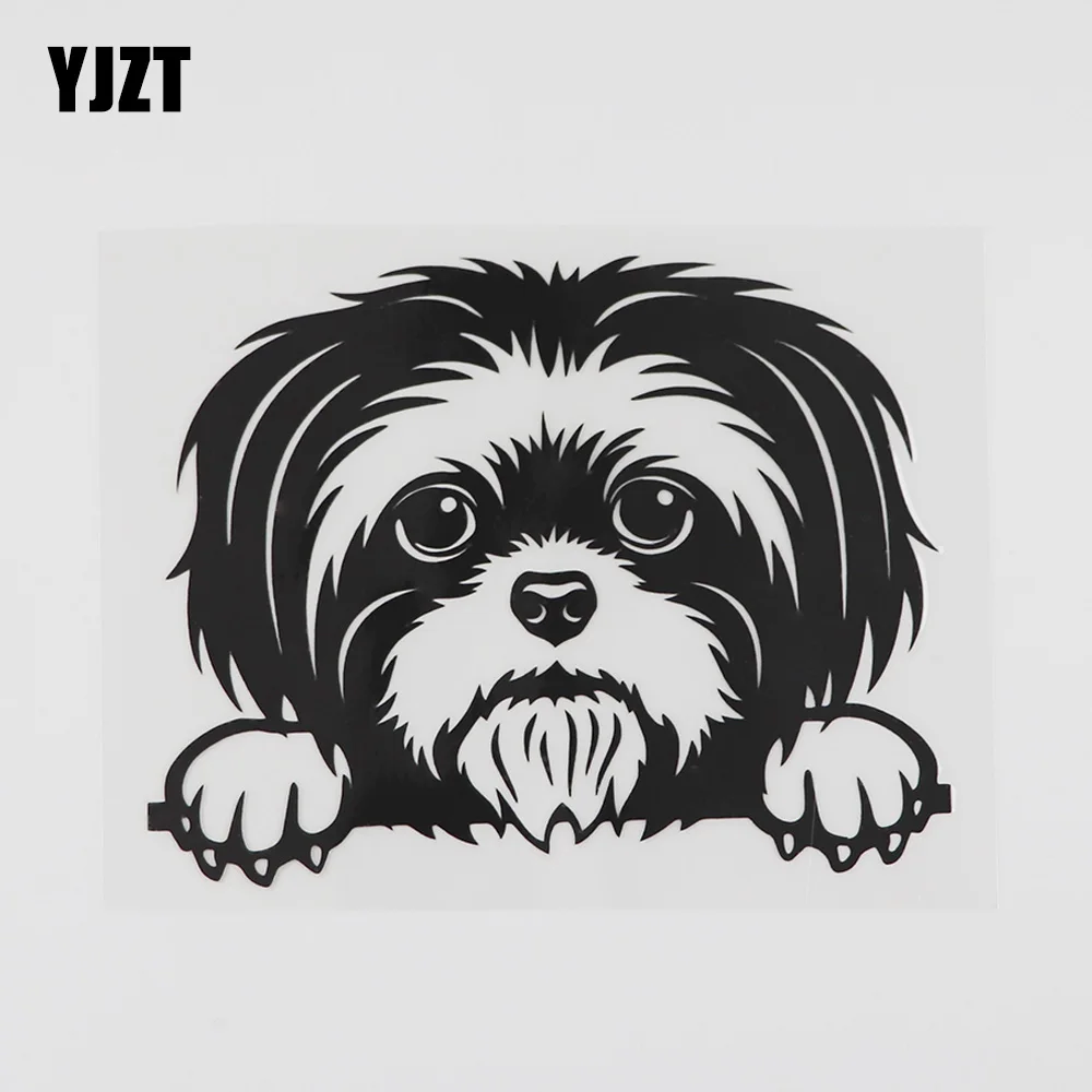 

YJZT 13.2CMX10.3CM Cute Peeking Dog Window Decal Vinyl Car Sticker Black/Silver 8A-0606