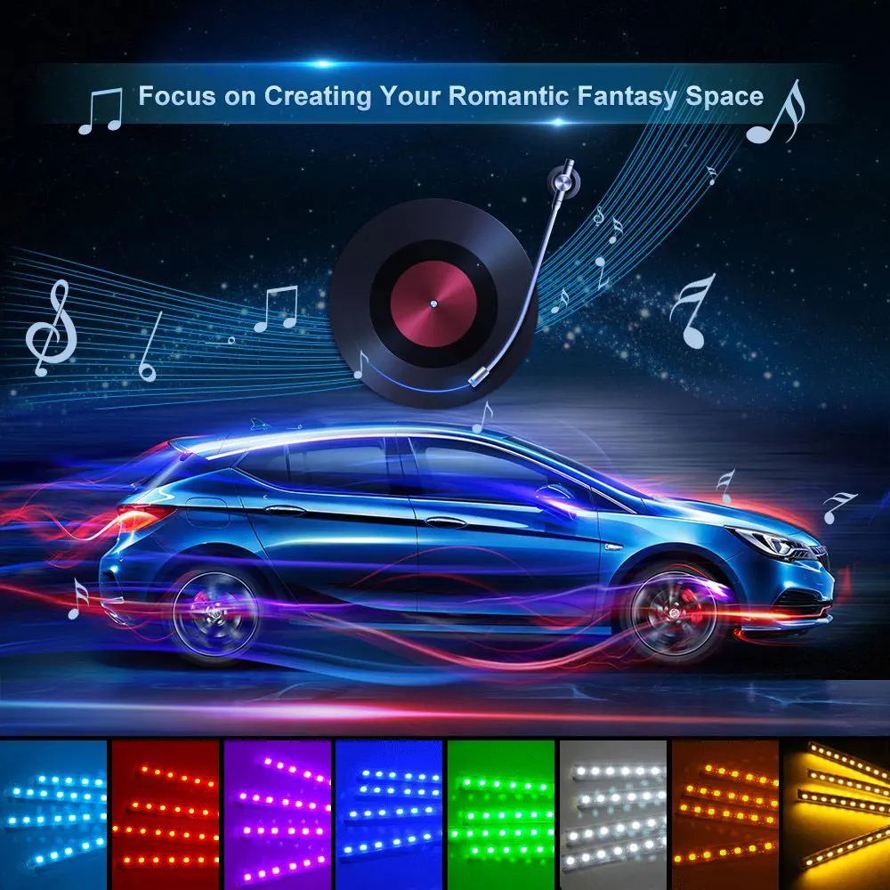 4 шт. автомобиль RGB светодиодный атмосферная лампа 36SMD с пультом дистанционного