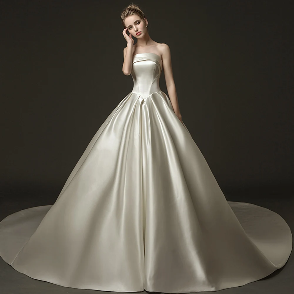 

Best France Satin A-line Wedding Dresses Alibaba China Vestido De Noiva Simples Strapless Lace Up Simple Bridal Gowns Gelinlik