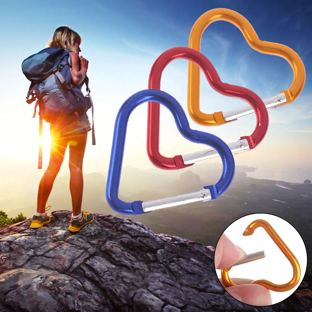 3 шт. в форме сердца походный спортивный карабин портативный брелок быстро