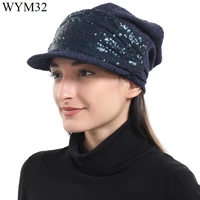 women ponytail messy beanie hat knitted baseball cap winter warm hat cap stretch crochet ponytail beanie