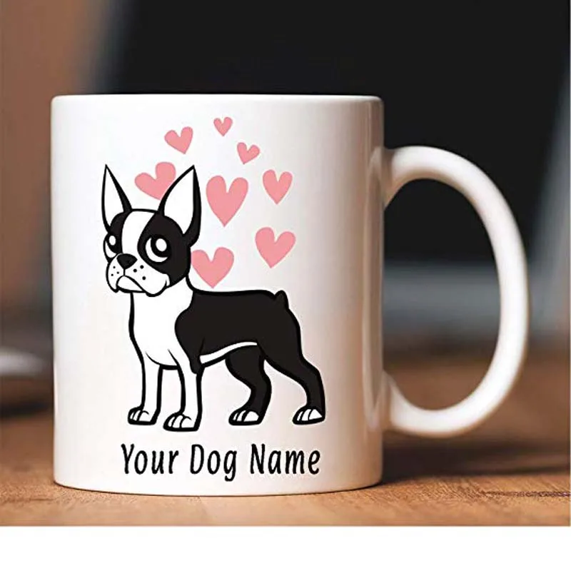 Кофейная кружка Boston terrier для влюбленных индивидуальная белая 11 унций молочная