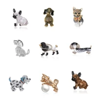 fashion pet cat dog brooch rhinestone cute animal brooches pins women men lovers enamel crystal party jewelry gift accessories