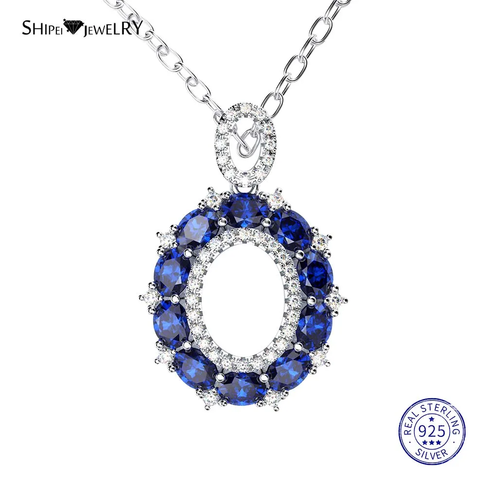 WhiteGold-Blue Shipei стерлингового серебра 925 пробы ювелирные изделия Желтое золото розовая, золотая, овальная Сапфировая подвеска ожерелье для женщин Подарок на годовщину - Цвет камня: WhiteGold-Blue