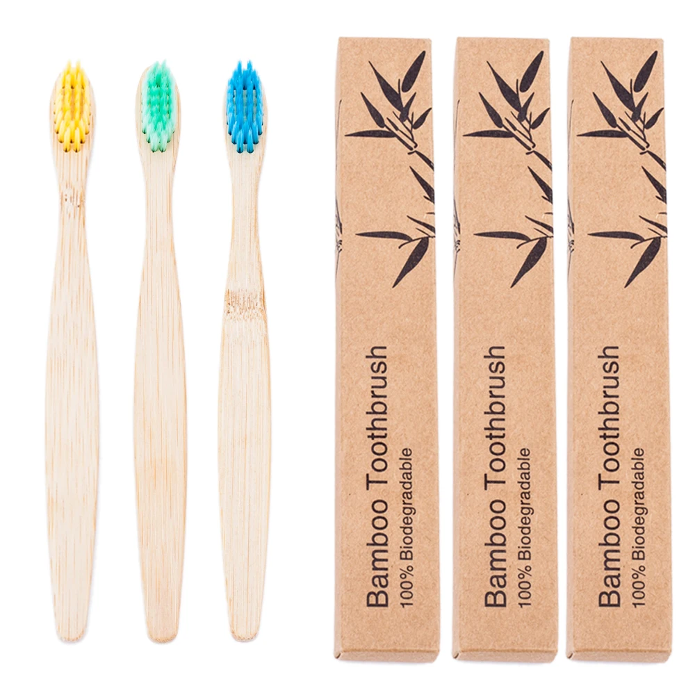 Экологичная детская зубная щетка из бамбука 3 шт. портативные зубные щетки