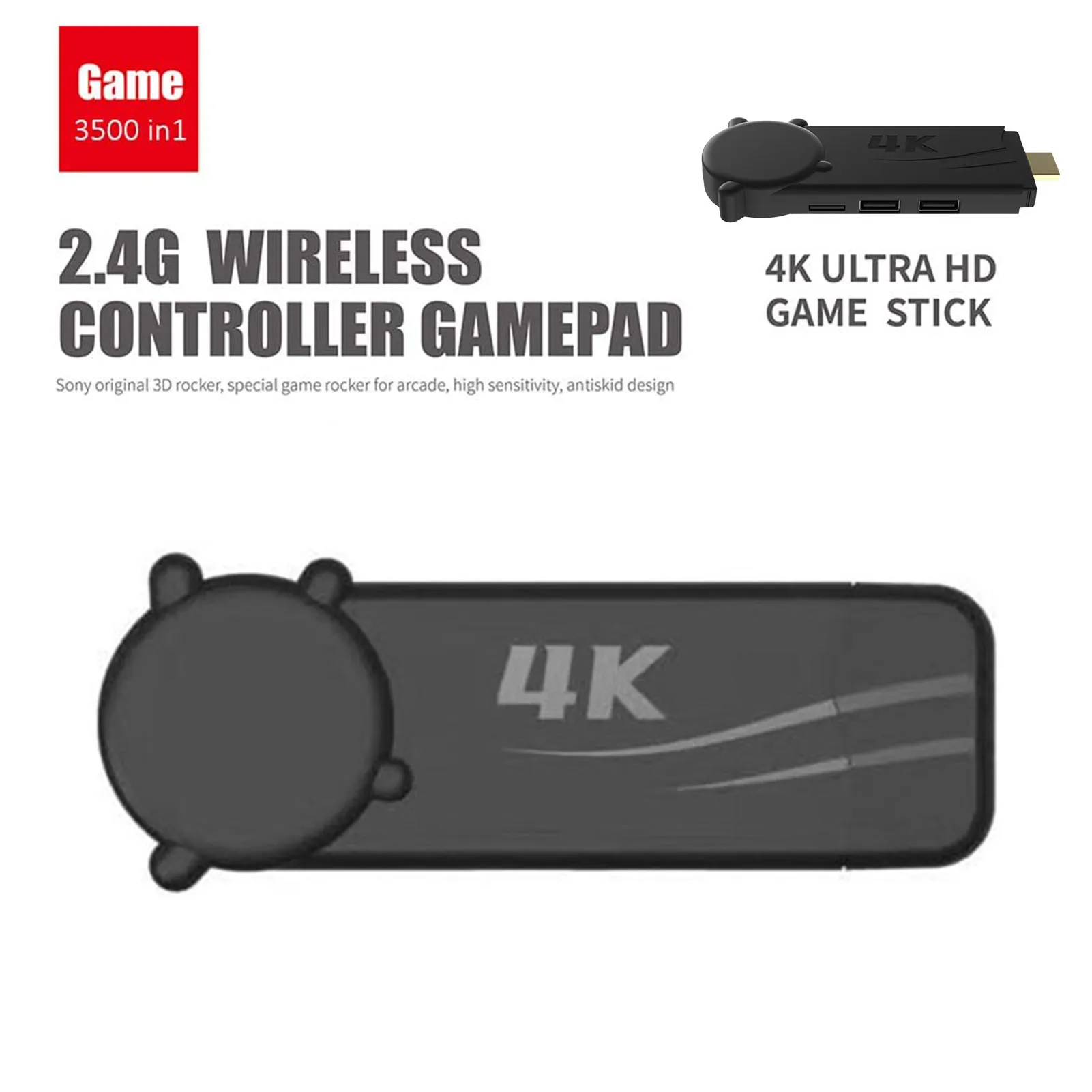 

3500 Games 32G Universal 4K HDMI HD Game Stick With Controllers And Cables For Retro Games 4K HD Game Stick Wired Controller