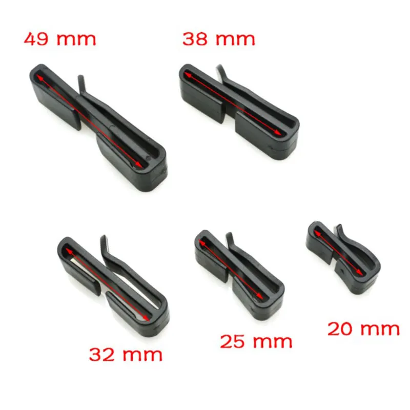 

10 stks/pak Quick Slip Keeper Gesp clip Slider Zwart Voor Molle Tactische rugzak Aanpassen strap webbing 20/25/32/38/49mm