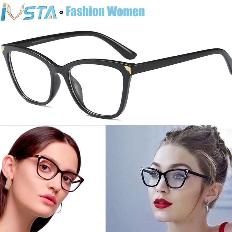 

IVSTA Cat Eye Glasses Women Clear Prescription Eyewear Myopia Eyeglasses Vintage Retro for Sight Luxury Spectacle Frame 03266