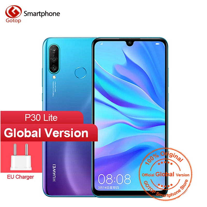 Глобальная версия HUAWEI P30 Lite NOVA 4E смартфон 6,15 дюймов Kirin 710 Восьмиядерный мобильный телефон Android 9,0 32 МП камера мобильный телефон
