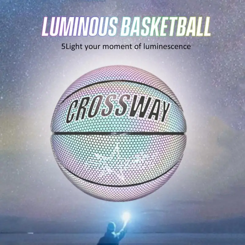 Crossway Fashion Night  Reflective  Individual Holographic Basketball PU Leather Street  7#  Personality Cool Sport gift