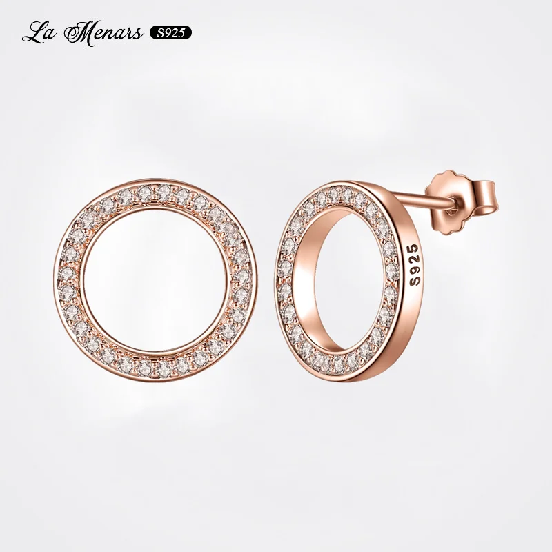 

La Menars 2022 Original Gold Round Diamond Earring Women Simple Style Fine Jewelry Hoilday Best Gift Genuine Silver Plating