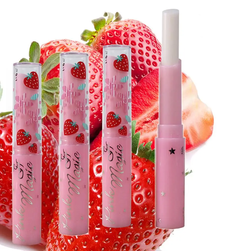 

2PCS Strawberry Hydrating Lip Balm Makeup Beauty Fade Lip Color Lipstick Nourish Lips Fade Moisturizer NEW High Quality