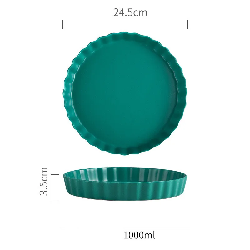 Круглая керамическая тарелка 10 дюймов Скандинавская волна лакокрасочная