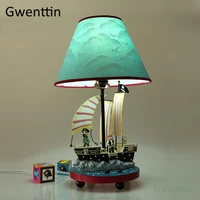 Pirate Ship Table Lamps for Bedroom Bedside Lamp Reading Stand Desk Light Mediterranean Home Decor Modern Led Fixtures Luminaire