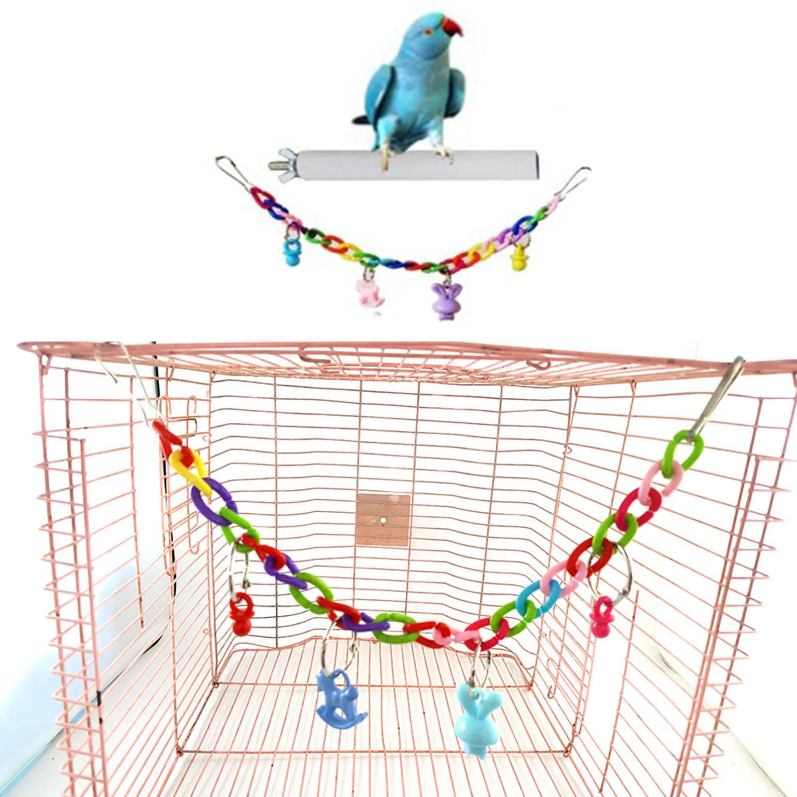 

8PCS Bird Parrot Swing Toy Hanging Bell Ladders Bird Chew Toy Bird Parrot Swing Toy Hanging Bell Ladders Bird Chew Toy