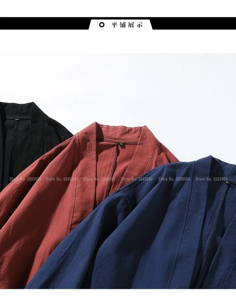 Китайский стиль Hanfu Топы Zen чайные халаты модные японские Самурайские кимоно мужское платье Harajuku Haori