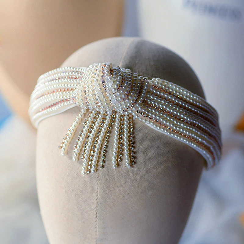 

High Quality Handmade Pearls Retro Headband Headdress Hair Band Wedding Hair Accessories Tocado Novia Head Jewelry Bridal Tiara