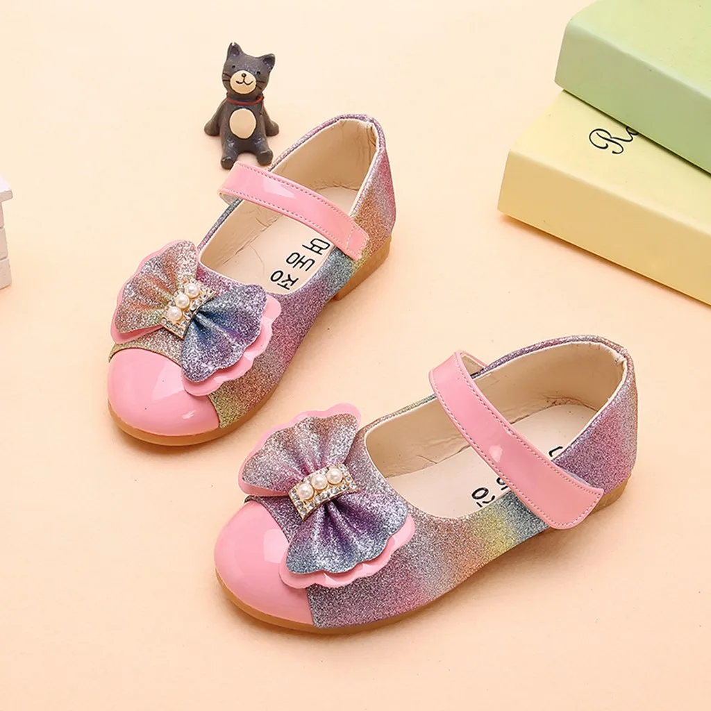 Kids Shoes For Girls Shoes Children Kids Casuals Shoe Baby Girl Pearl Bowknot Bling Single Princess Casual Shoes Zapatillas Nino